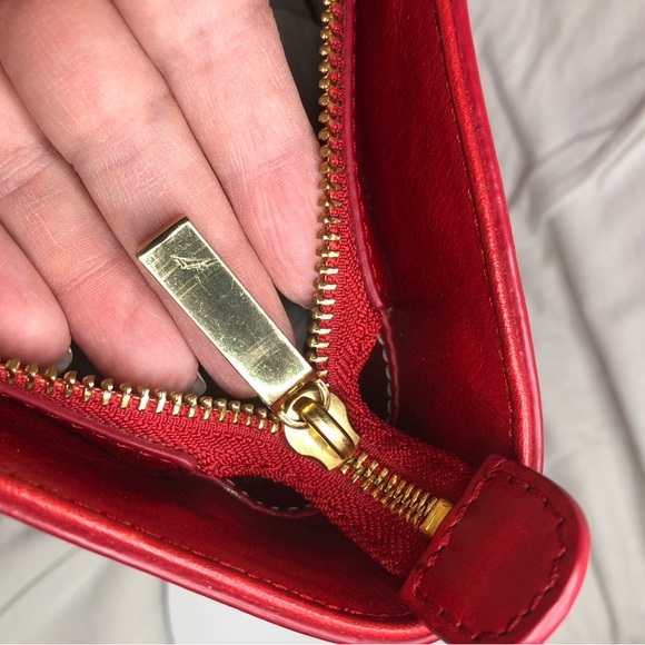 Tory Burch Bombe Tote Bag Glazed Leather Shoulder Bag Red Handbag Purse - Picture 14 of 16